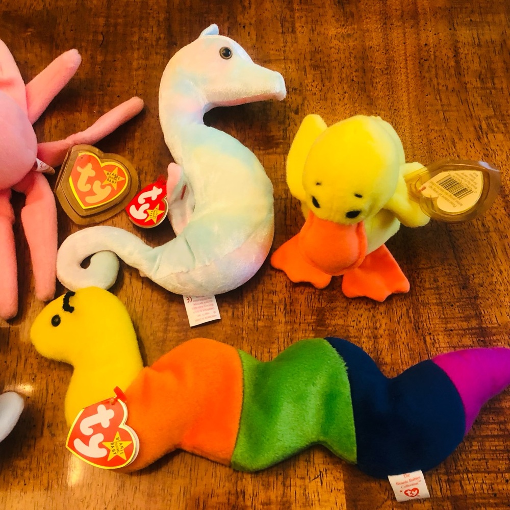 Ty Beanie Babies 6 New With Tags Inch, Quackers, Nean, Seamore, Inky And Lips - Picture 3 of 4